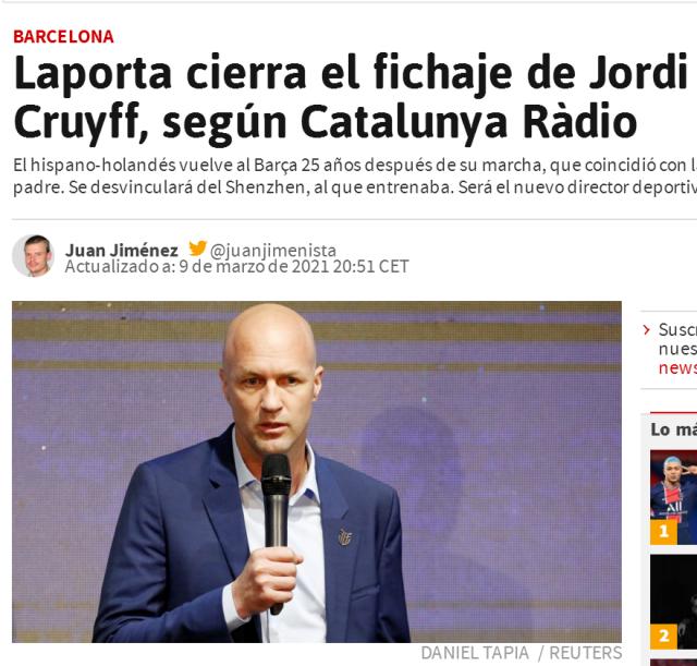 开云体育-定了?阿斯报:小克鲁伊夫即将任巴萨技术总监